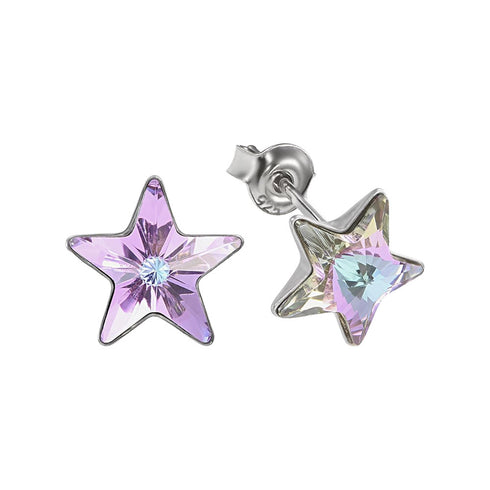 Bērnu sudraba auskari "Zvaigznīte (Vitrail Light)" ar Swarovski™ kristāliem